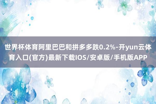 世界杯体育阿里巴巴和拼多多跌0.2%-开yun云体育入口(官方)最新下载IOS/安卓版/手机版APP